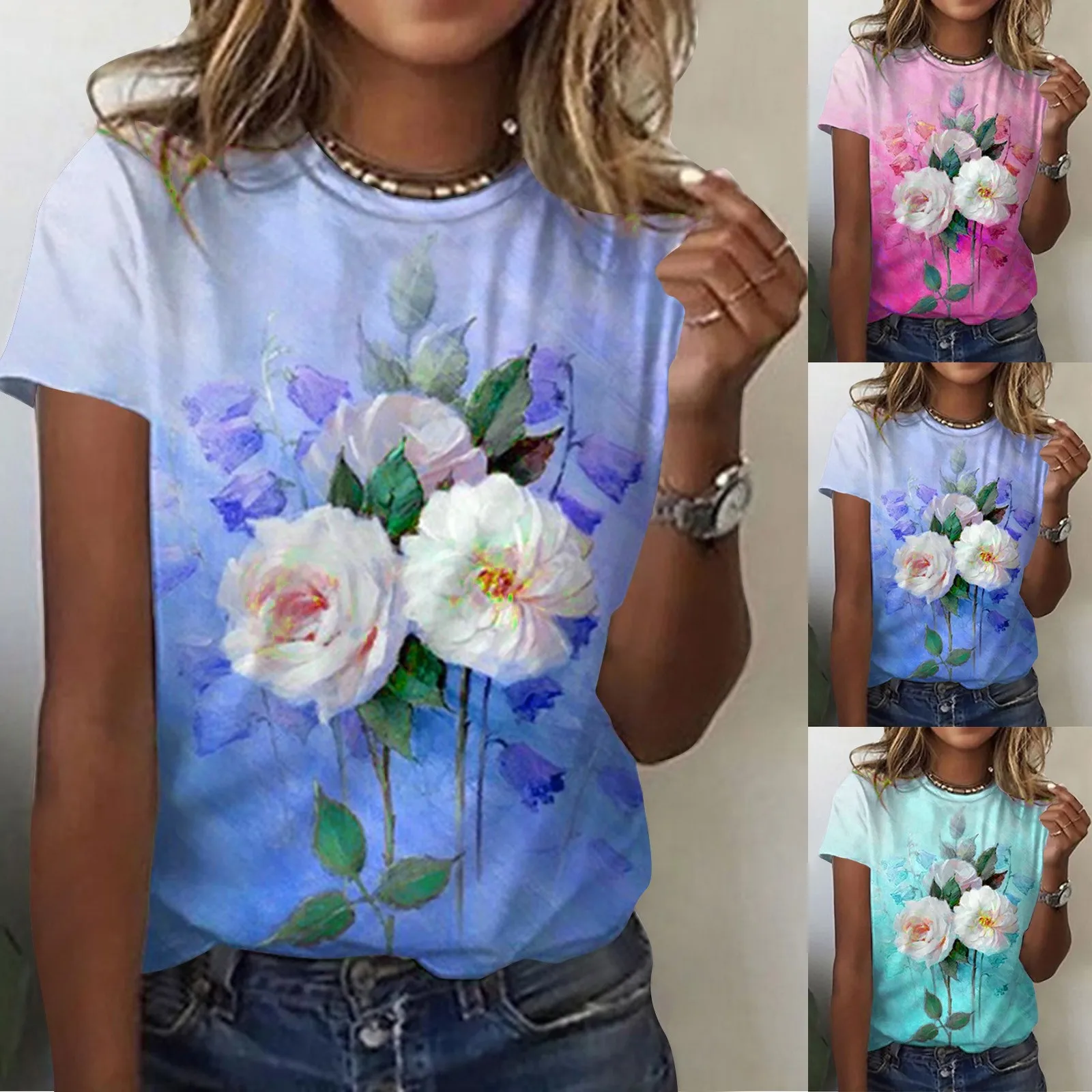 

Женская футболка с коротким рукавом и круглым вырезом