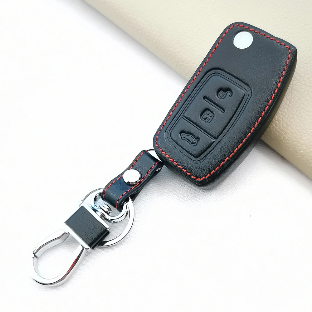 

Прочный кожаный Автомобильный Брелок-кольцо для ключей Чехол-держатель для Ford Focus 2 3 4 MK2 MK3 MK4 Kuga Edge Mondeo Fusion Ecosport Fiesta
