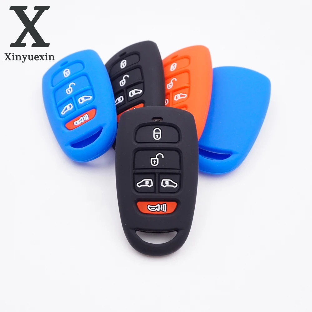 Xinyuexin  5 Button Silicone Rubber Car Key Shell Fob for Hyundai SantaFe for Kia Grand Carnival  Remote Car Key Cover Accessory