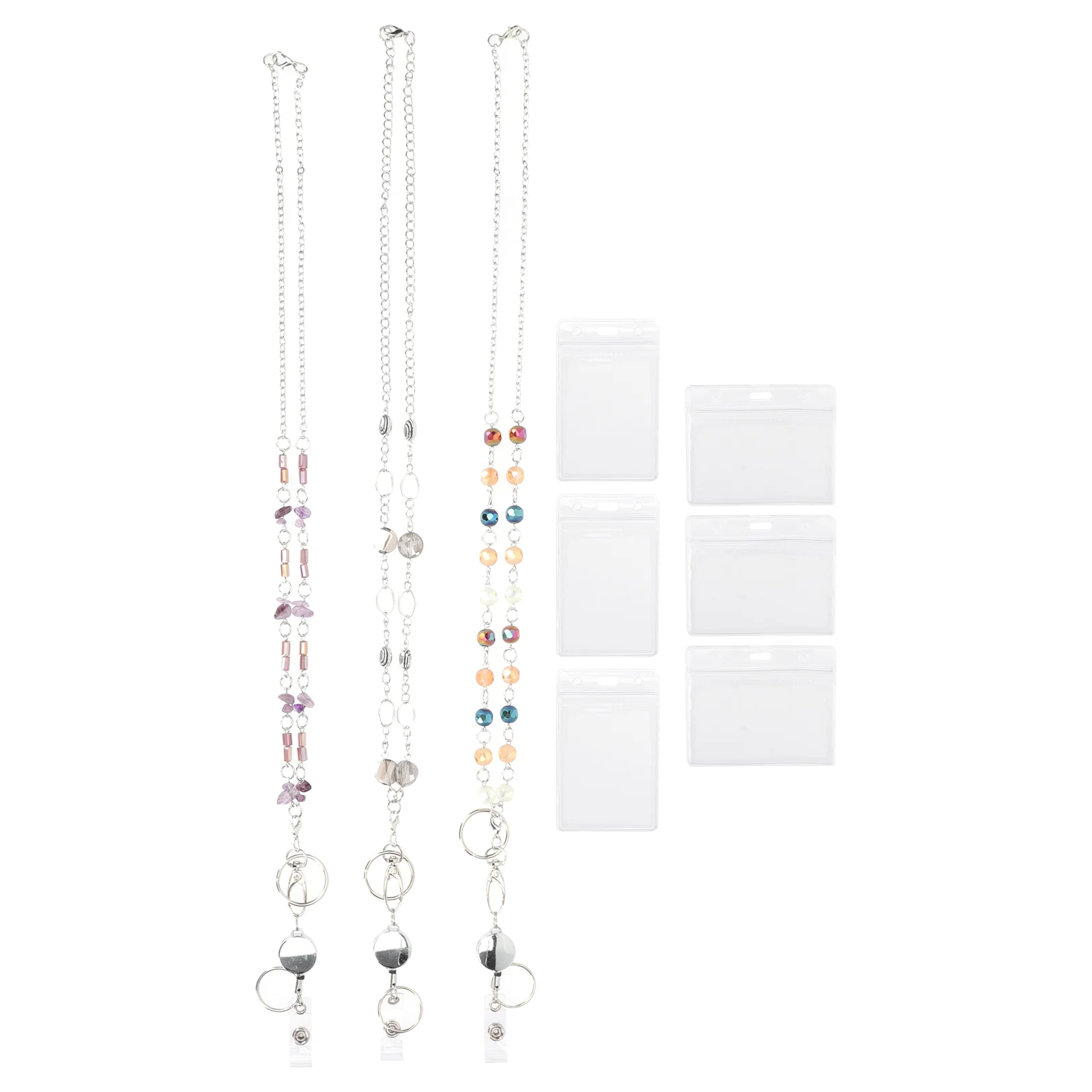 

Badge Id Holder Beads Chain Necklaceretractable Lanyard Clip Crystal Balled Protector Retractor Neck Holders Reel Nurse Work