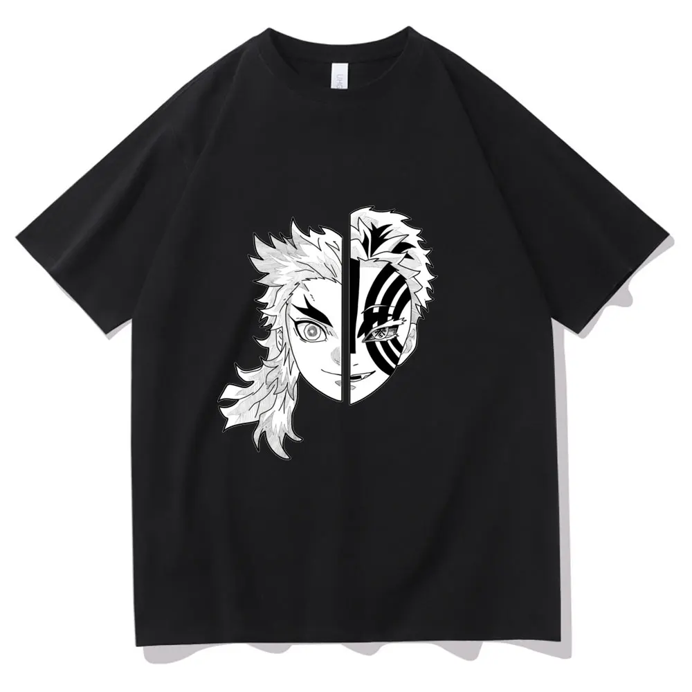 

Japanese Anime Demon Slayer Tshirt Rengoku Akaza Print T-shirts Men Women Harajuku Oversized Manga T-shirt Streetwear Male Tops