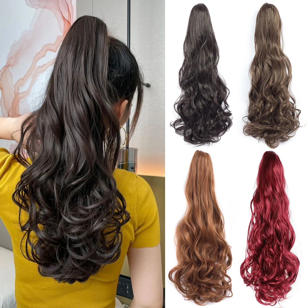 Синтетические волосы накладной хвост 22 дюйма волнистые кудрявые