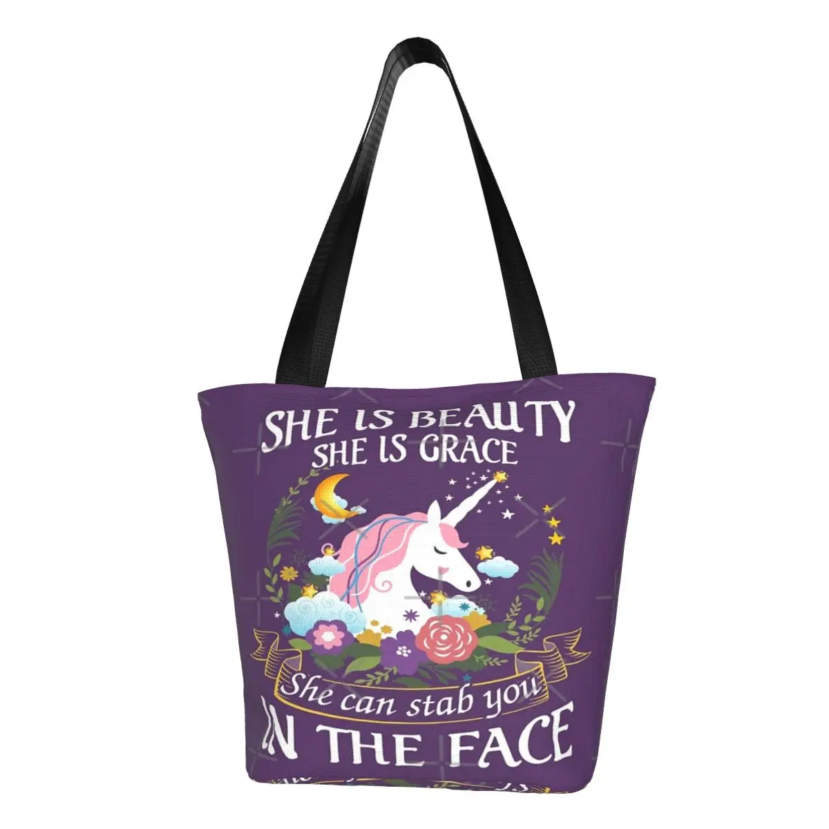 Повседневная Сумка-тоут через плечо с забавным единорогом сумка для покупок