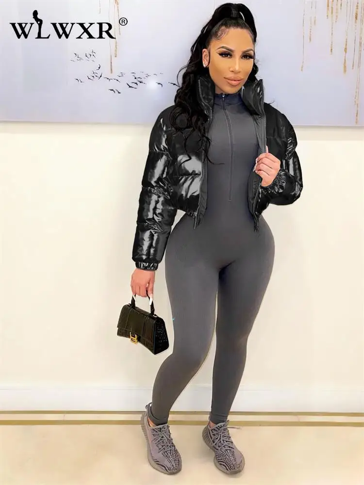 

WLWXR зимние уличные модные однотонные Пальто Пуховые куртки для женщин 2022 укороченная куртка с длинным рукавом Топы пузырьковая розовая Женская куртка