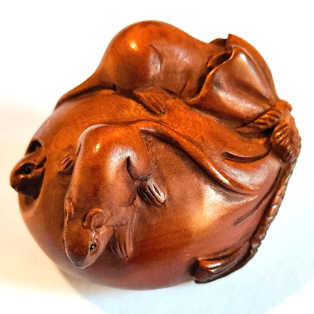 

Y8282 - 2 "фигурка резьбы по сетке из ящика ручной работы-3 мыши на сумке