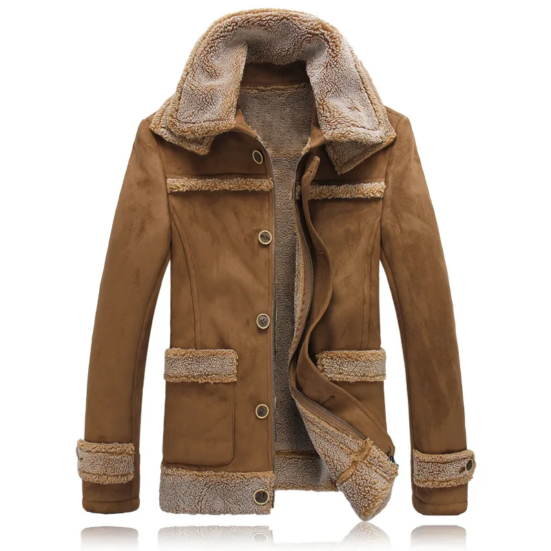 Men's Jacket Fur Coat Suede Large Size Lapel Winter Warmth Zipper Outerwear Overcoat Fashion Male Cardigan Tops Chaquetas Hombre