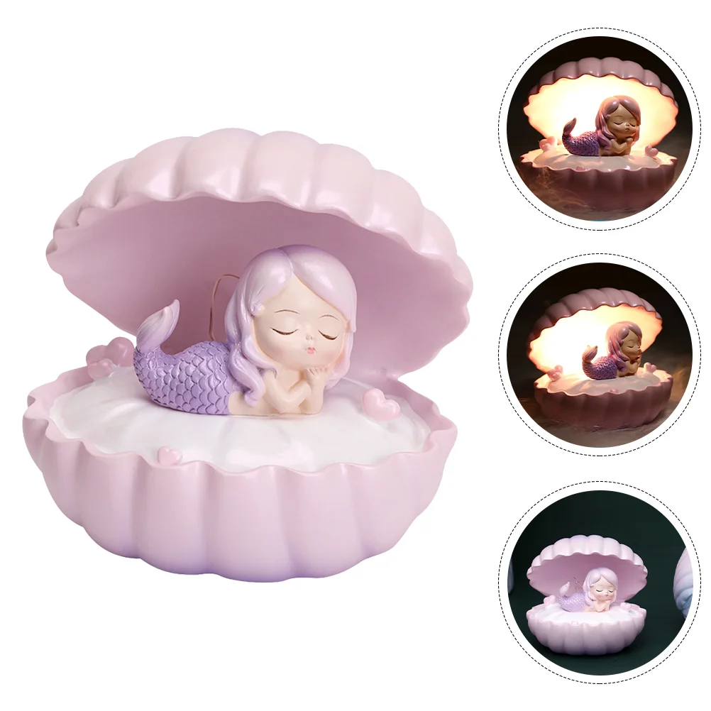 

1pc Shell Mermaid Desktop Night Lamp Unique Exquisite Small Night Light Small Night Lamp
