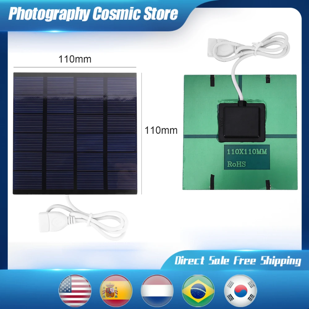 

1.5W 6V Usb Solar Panel Outdoor Polysilicon Portable Outdoor Travel DIY Solar Charger Generator For Small Power Appliances Light