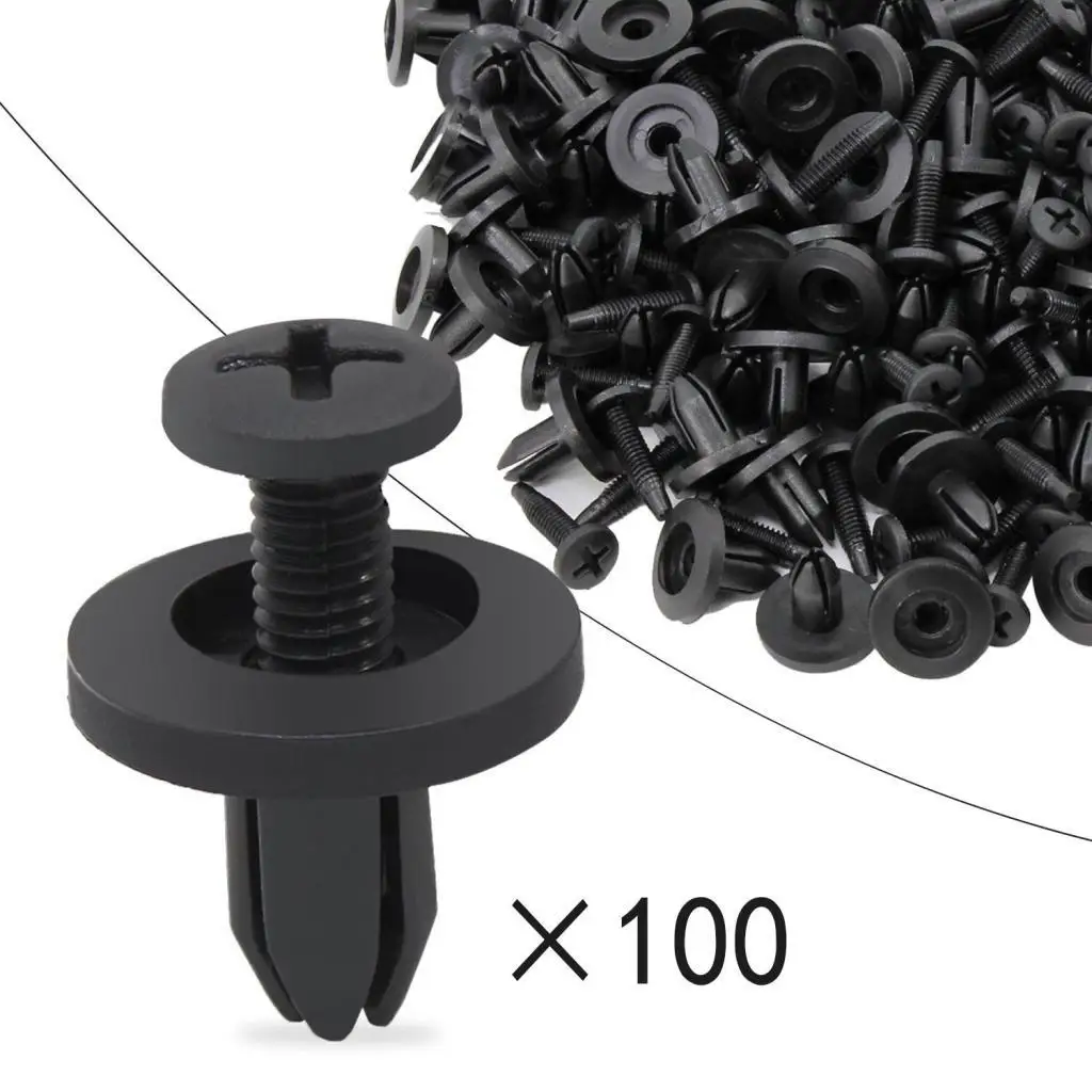 

100x Bumper Clips Trim Push Door Panel Nylon Fastener Clips Set Black New