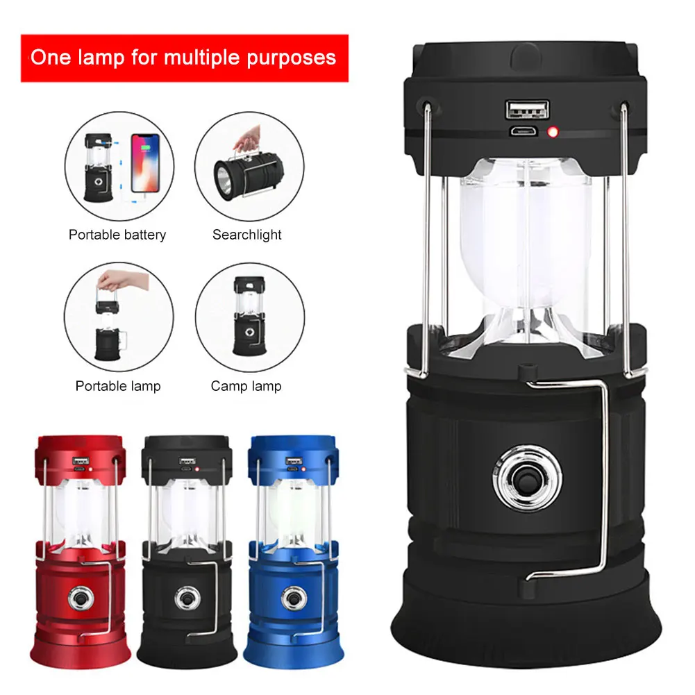 

LED Handheld Lantern Flashlight Solar Powered 350lm Camping Light Flashlight Portable IPX10 Waterproof for Outdoor Hiking