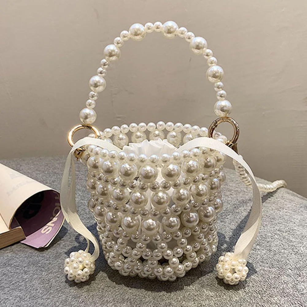 

Pearl Handle Shoulder Bag Fashion Mini Elegant Party Purse Casual Hand Beading Cute Holiday Gift Shopping Travel
