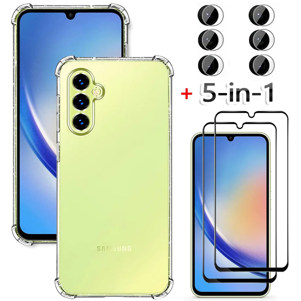 

A34 5G Case, Tempered Glass + Case for Samsung A34 A33 A32 Phone Cases A32 4G Shockproof Silicone Cover Samsung Galaxy A34 Case