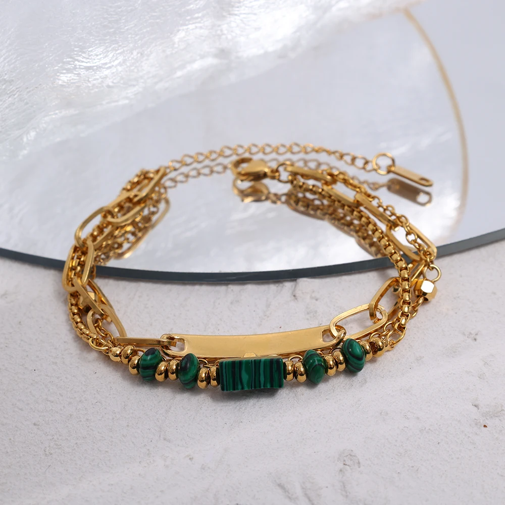 Высококачественный нишевой дизайн браслет из нержавеющей стали с натуральным