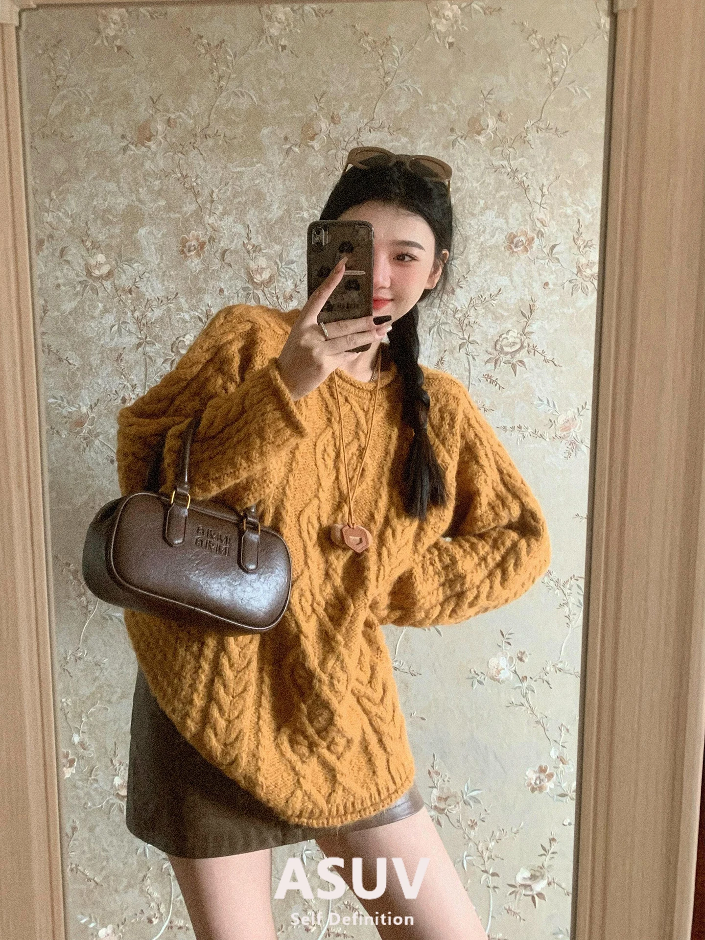Lazy Milk Fufu White Orange Twisted Flower Sweater Women Autumn and Winter Korean Series Atmosphere Wear Slimming Knitted Top