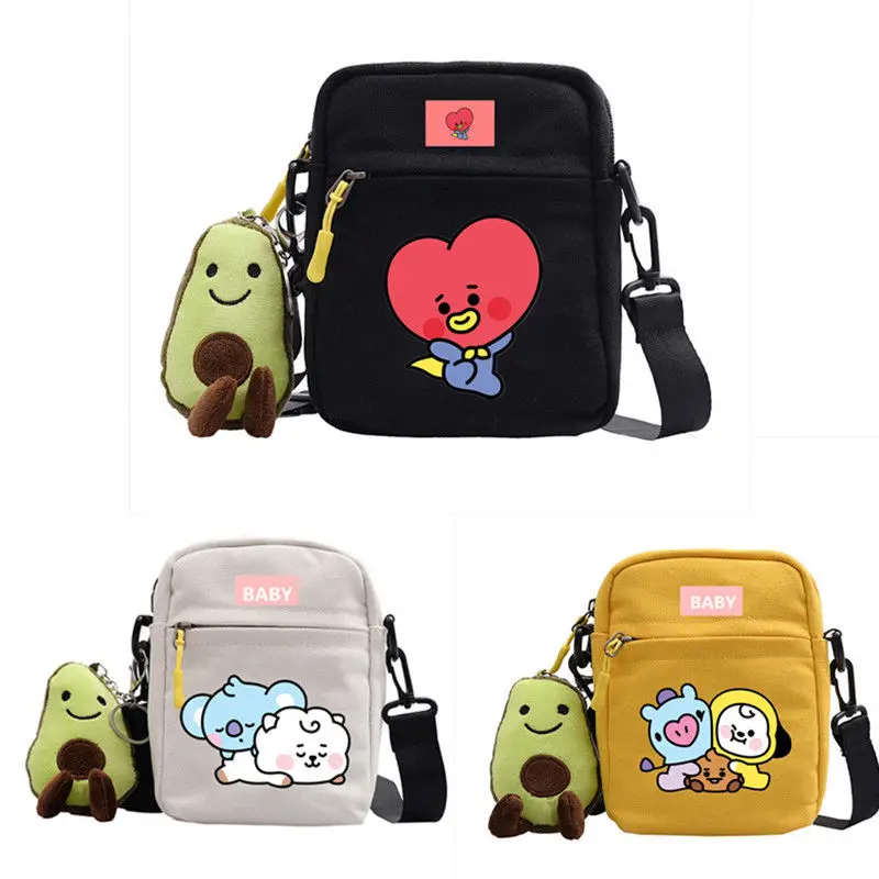 

LINE BT21 Cartoon Shoulder Bags Kawaii Fashion Creativity Anime Print Messenger Bag Student Portable Canvas Small Square Bag