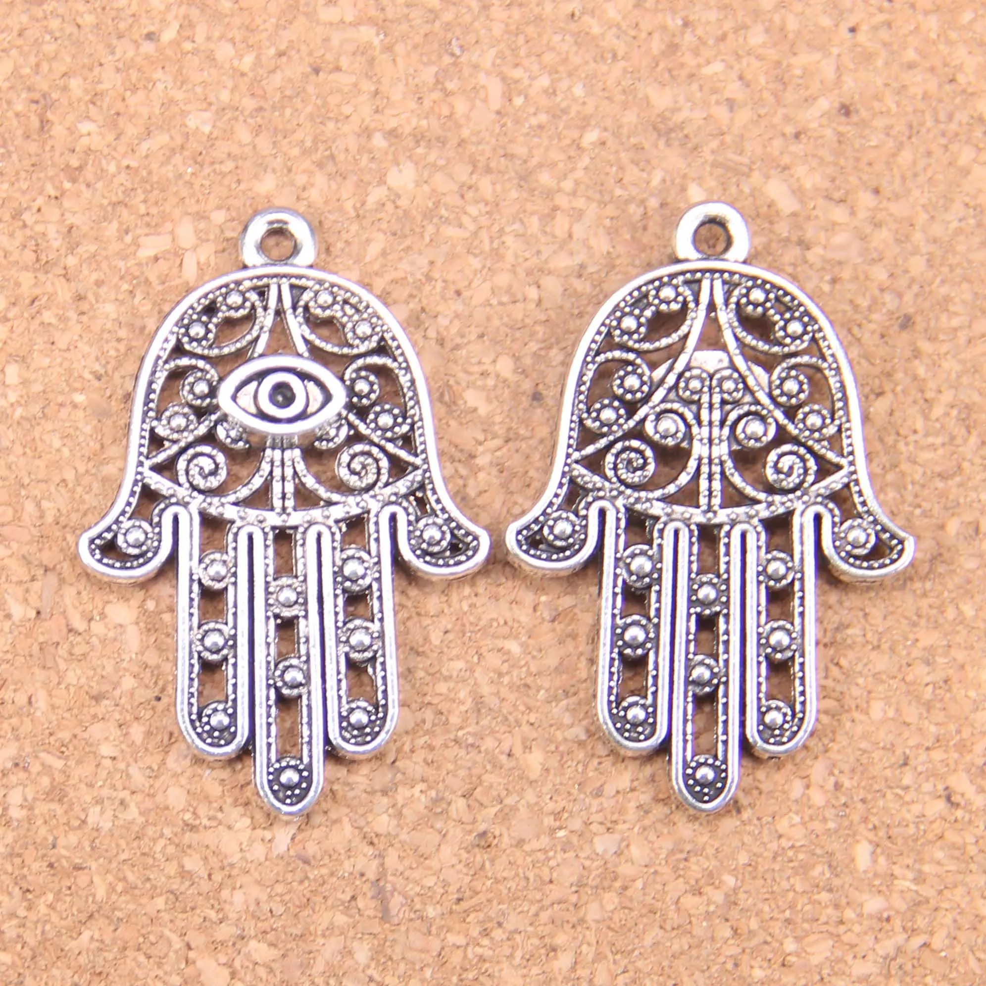 

26pcs Charms Eye Hamsa Palm Protection 36x25mm Antique Pendants,Vintage Tibetan Silver Jewelry,DIY For Bracelet Necklace