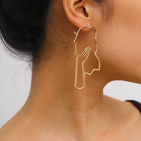 2022 trendy new human silhouette big size art earrings women vintage metal pendientes demon emo hippie luxury gold jewelry gift