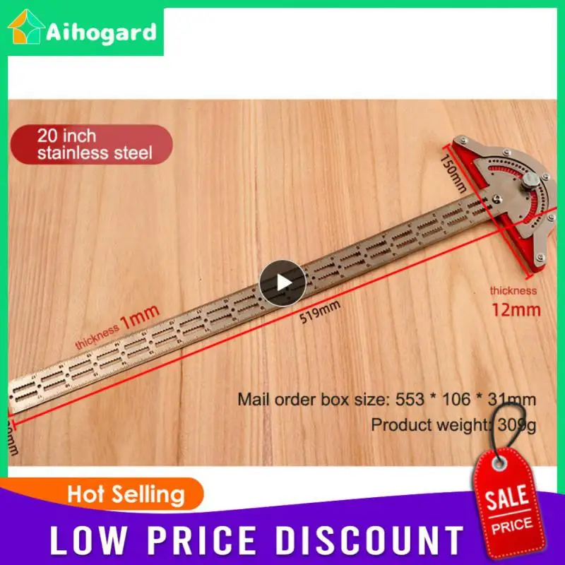 

Woodworkers Edge Rule Woodworking Ruler 20/15/10 Inch Angle Measure Stainless Steel Efficient Protractor Carpentry Tool