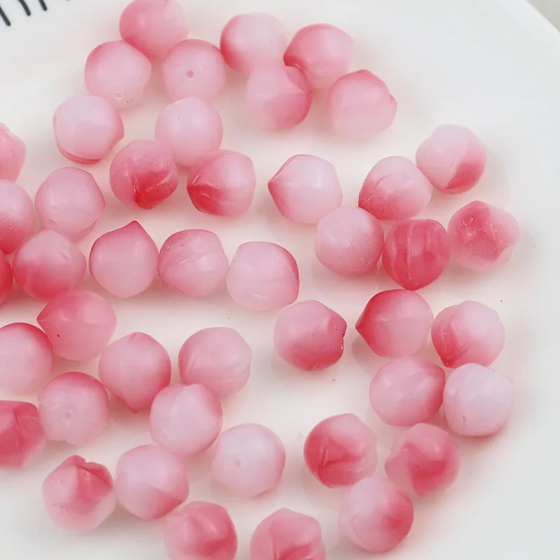 

10Pcs 11mm Pink Peach Half Hole Bead Loose Spacer Glass Beads for DIY Jewelry Making Earring Bracelet Charm Accessories Material