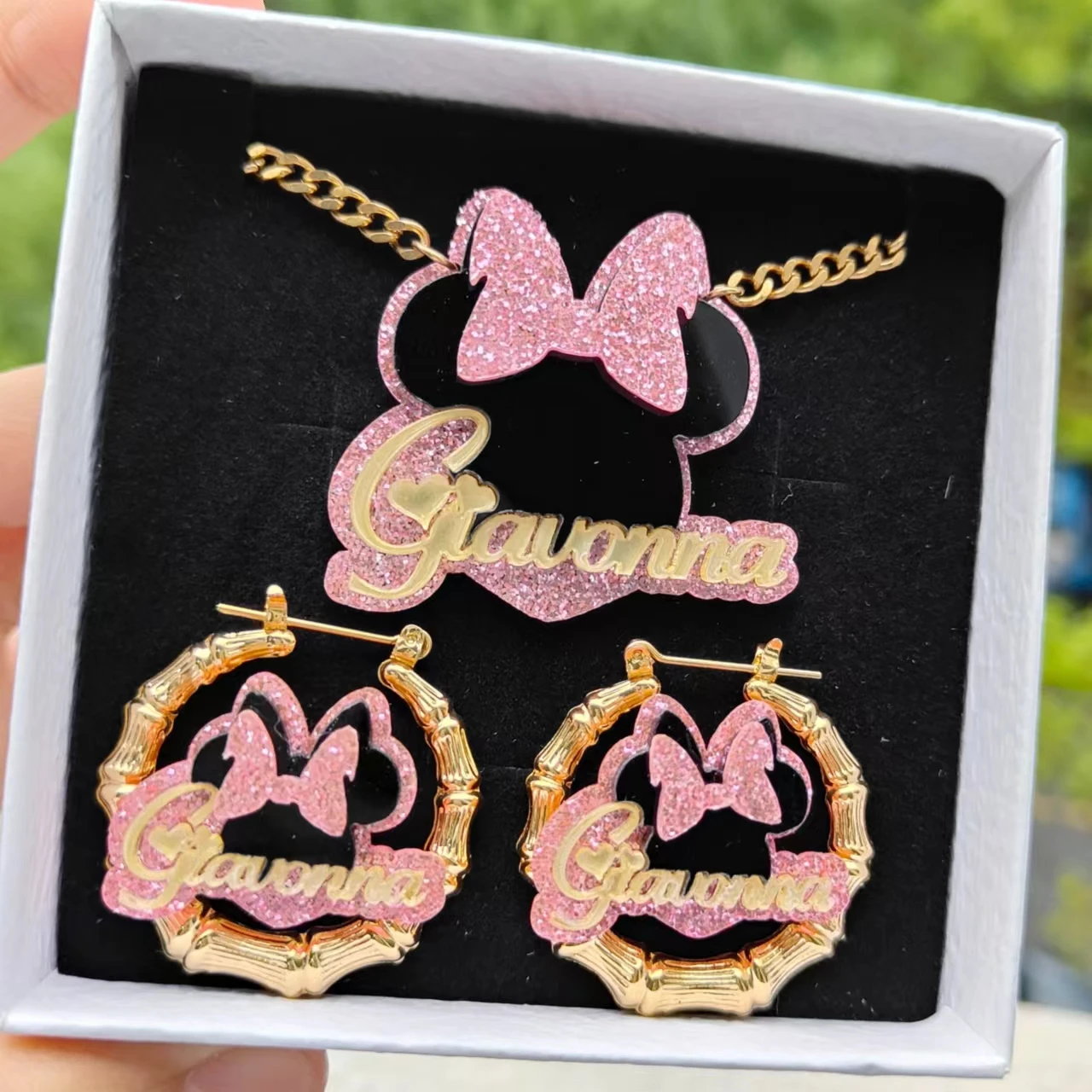 Акриловый набор MIGALofe с именем на заказ мультяшная табличка ожерелье