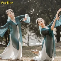 chinese folk classical dance practice clothes female national dance costume elegant fan dance traditional hanfu oriental dress
