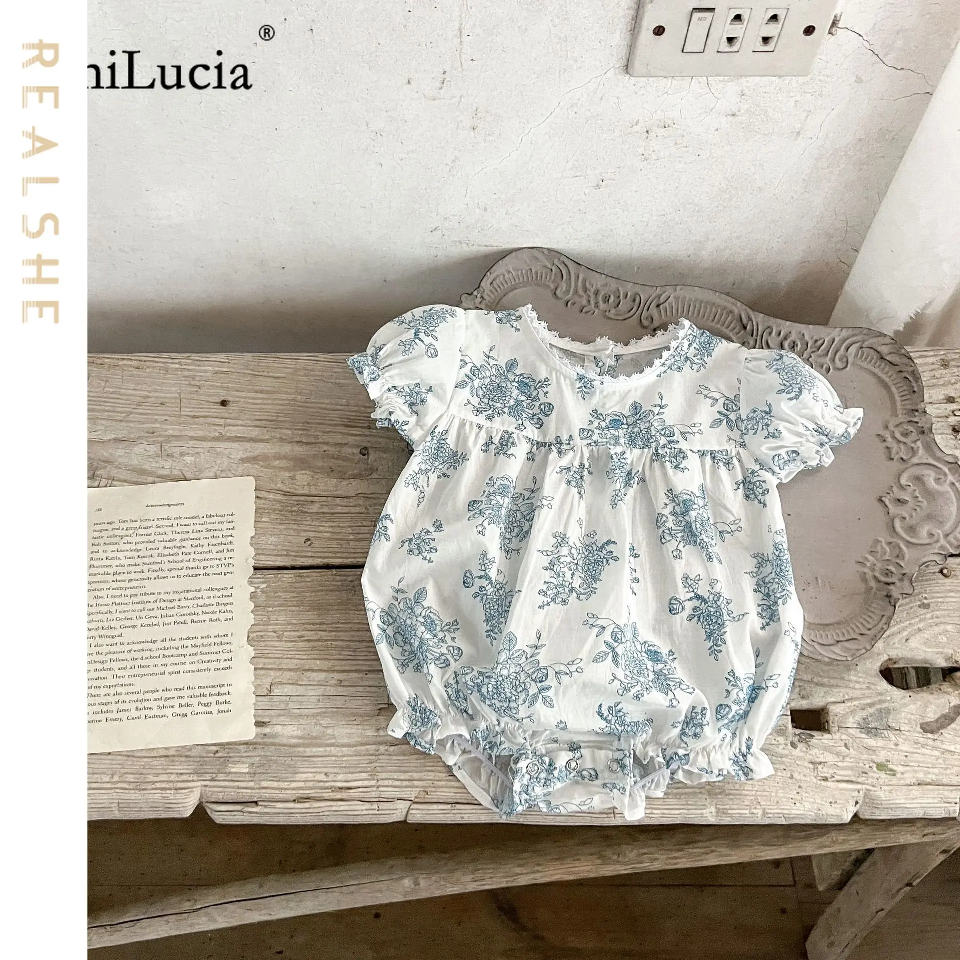 

New Born Bodysuits 2023 Summer New Baby Girl Romper Short Sleeve Floral Print Baby Jumpsuit for Girls Bodysuit Clothes