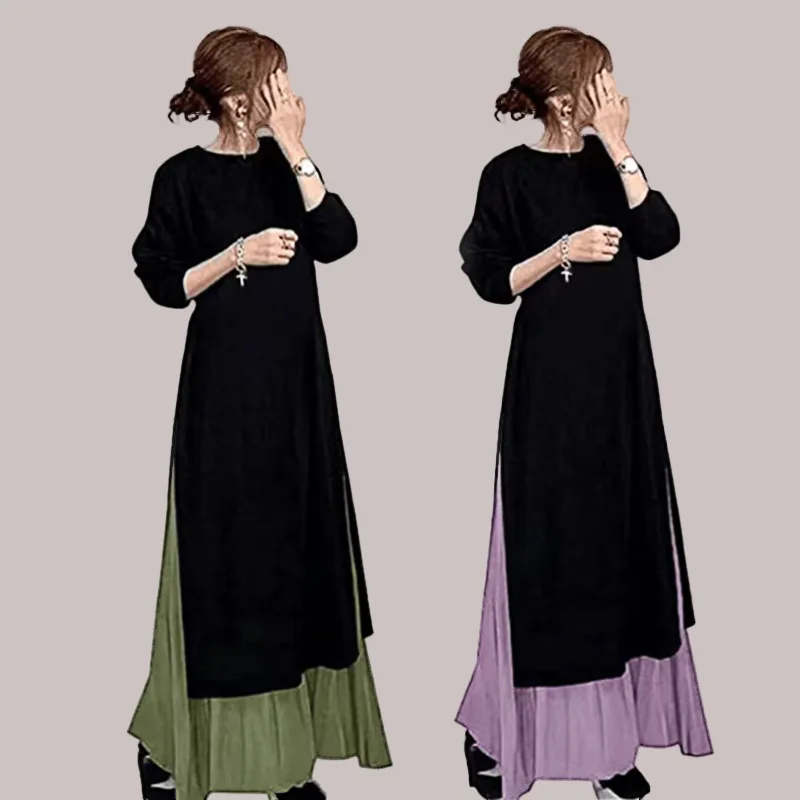 

Женское длинное свободное платье, повседневное свободное платье из двух частей в японском стиле, 2022