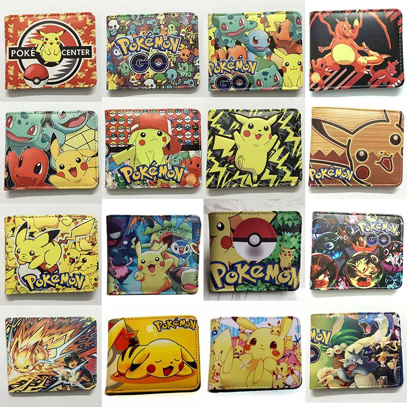 

Pokemon anime cartoon wallet Pikachu cute little fire dragon wonderful frog seed PU soft leather card bag change coin