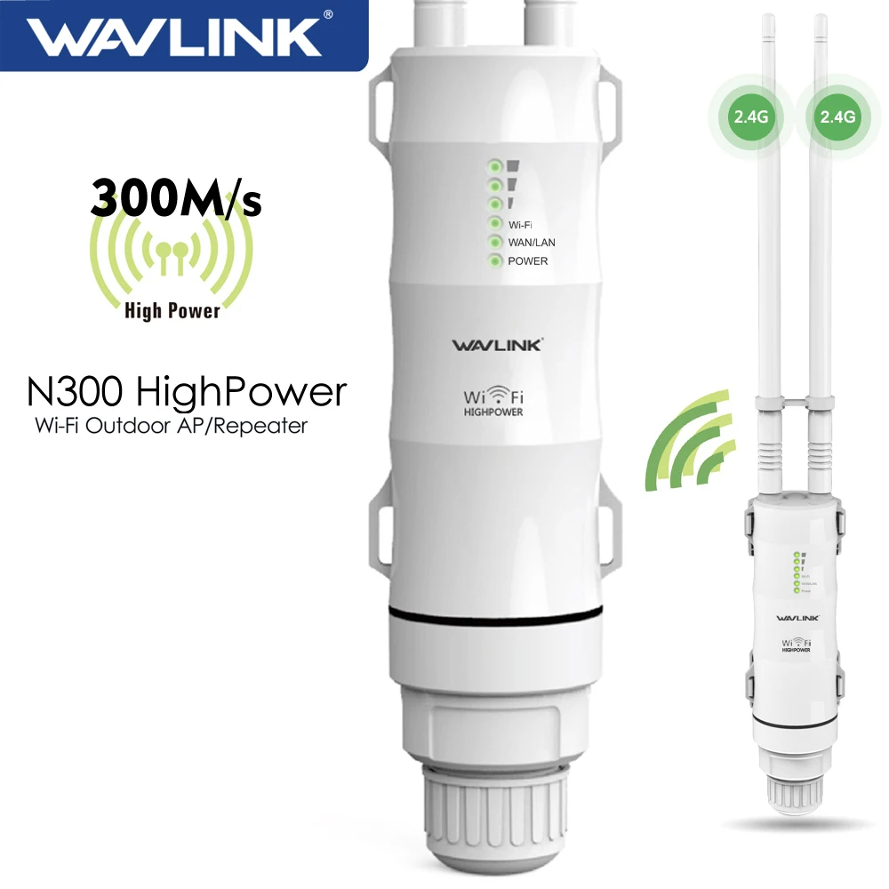 Wavlink High Power 300Mbps Wireless Wifi Repeater Outdoor 2.4G Wireless Wifi Router /Long Range Extender POE High Gain Antennas