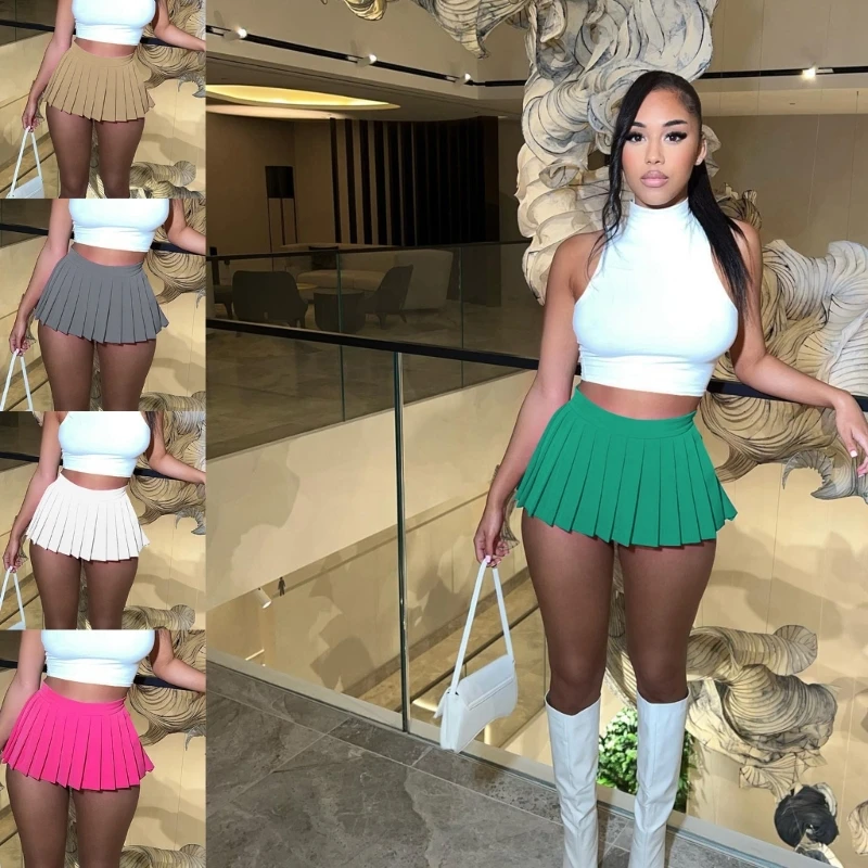 

Skirt Ladies Summer Clothes Women High Waist Y2K Korean Style Mini Pleated Skirt