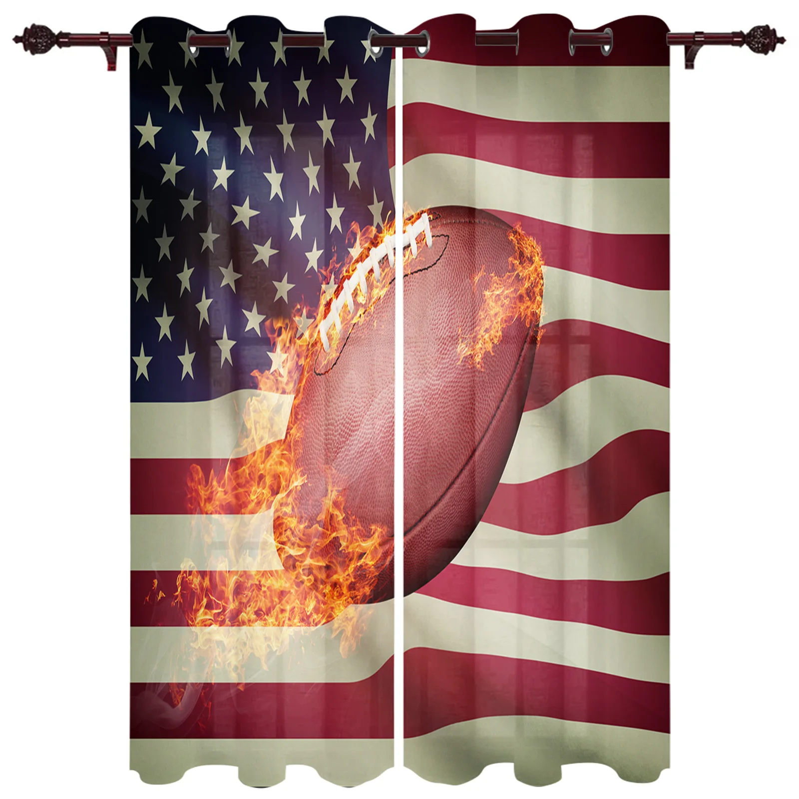 

Американский флаг, футбол, спортивные Оконные Занавески для гостиной, Фотошторы, кухонные Оконные Занавески