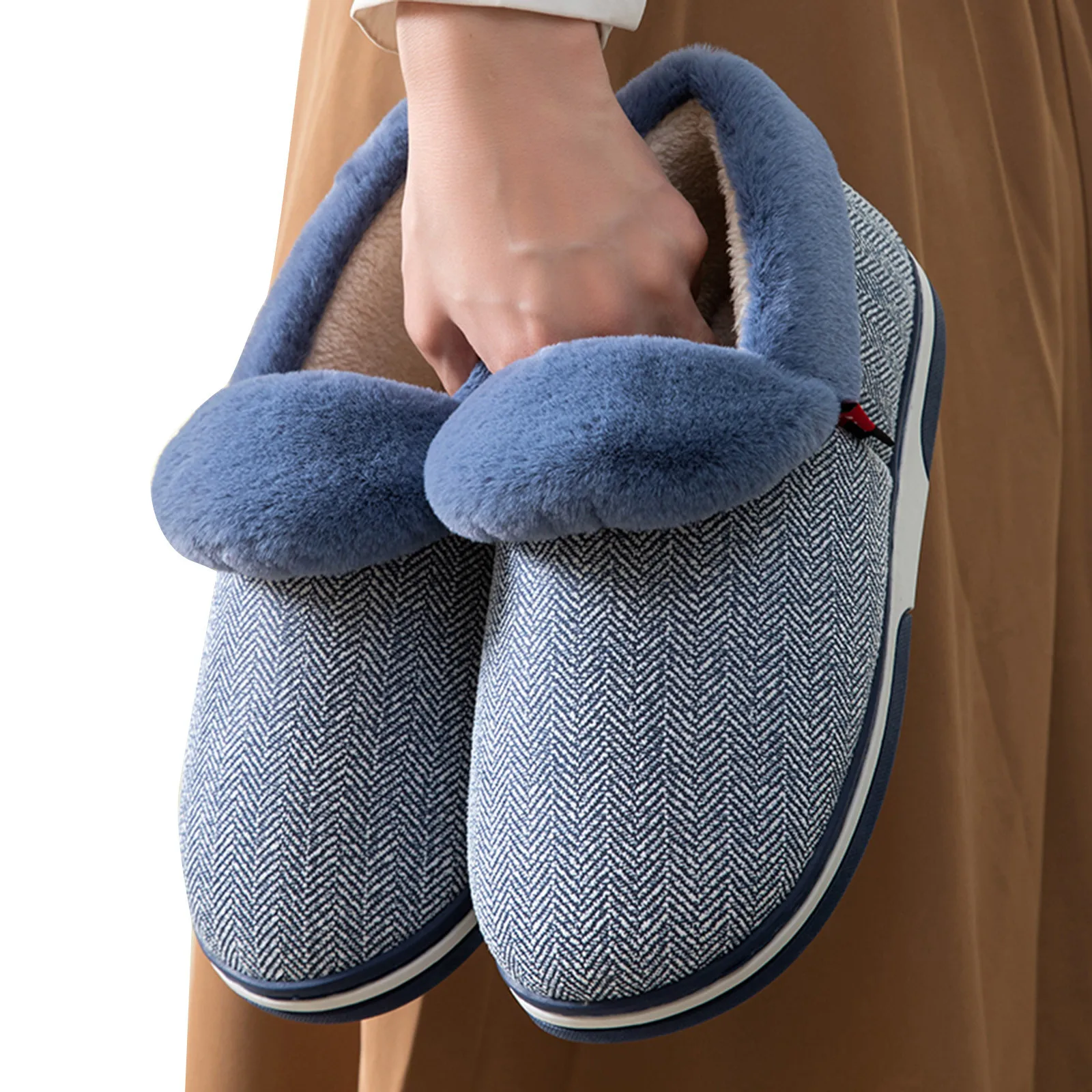 

Mens Slippers For Men Slip On Winter Warm Shoes Soft Plush House Slippers Flip Flop Comfort Indoor Bedroom Couples Floor Shoes