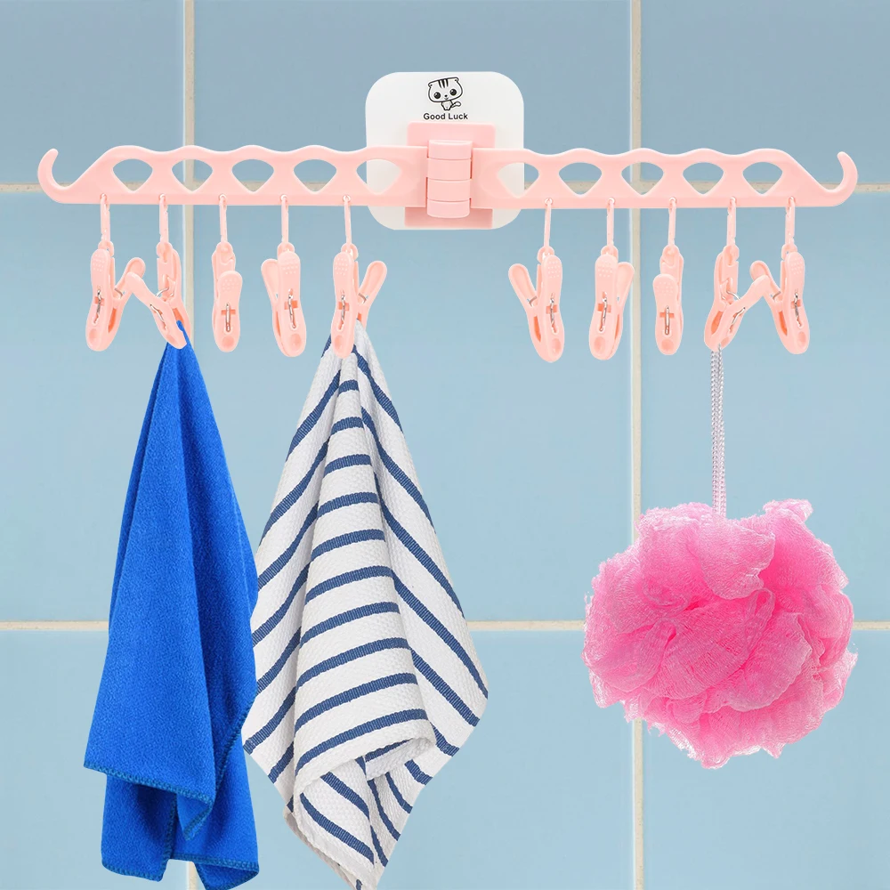 

Clothes Drying Rack Clothes Hanger Windproof Portable Storage Racks Travel Hanging Tool Multi-function Folding Plastic Hanger