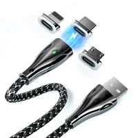 5a magnetic micro usb type c cable led fast charging magnet data cord for iphone 12 xiaomi 10 samsung mobile phone charger cable