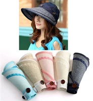 chic lady girl wide brim summer beach sun visor straw foldable roll up hat cap