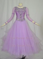 ballroom competition dance dresses women lilac standard ballroom skirt adult long sleeve waltz ballroom dancing dress
