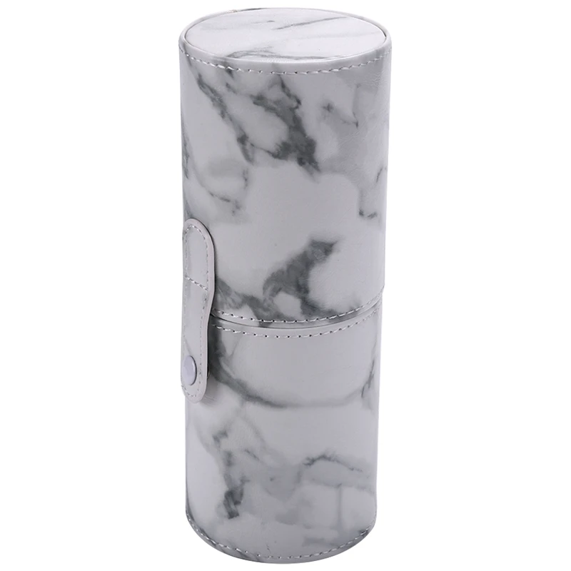 

PU Leather Marble Pattern Portable Makeup Brush Holder Cosmetics Make Up Cup Storage Organizer Case