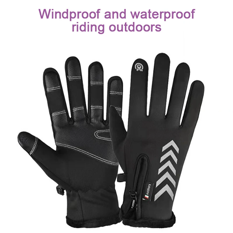 

1 Pair Mens Winter Gloves Waterproof Thermal Touch Screen Thermal Windproof Warm Gloves For Cycling Hiking Ski