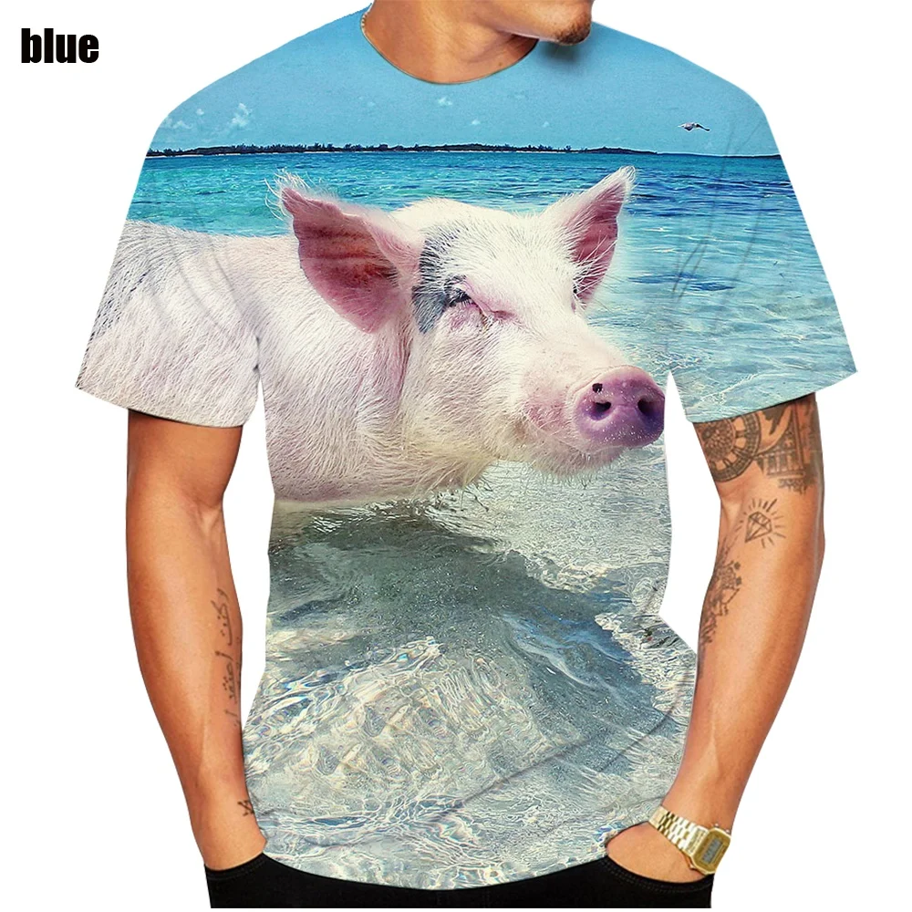 2022 Popular Funny Pig Casual Summer T-shirt Novelty Animal 3d Printing Cute |
