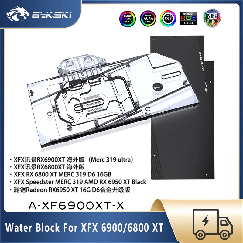 Водяной блок Bykski XFX 6900XT для XFX Radeon RX 6950 6900 6800 XT Speedster Merc 319 Настройка A - XF6900XT - X