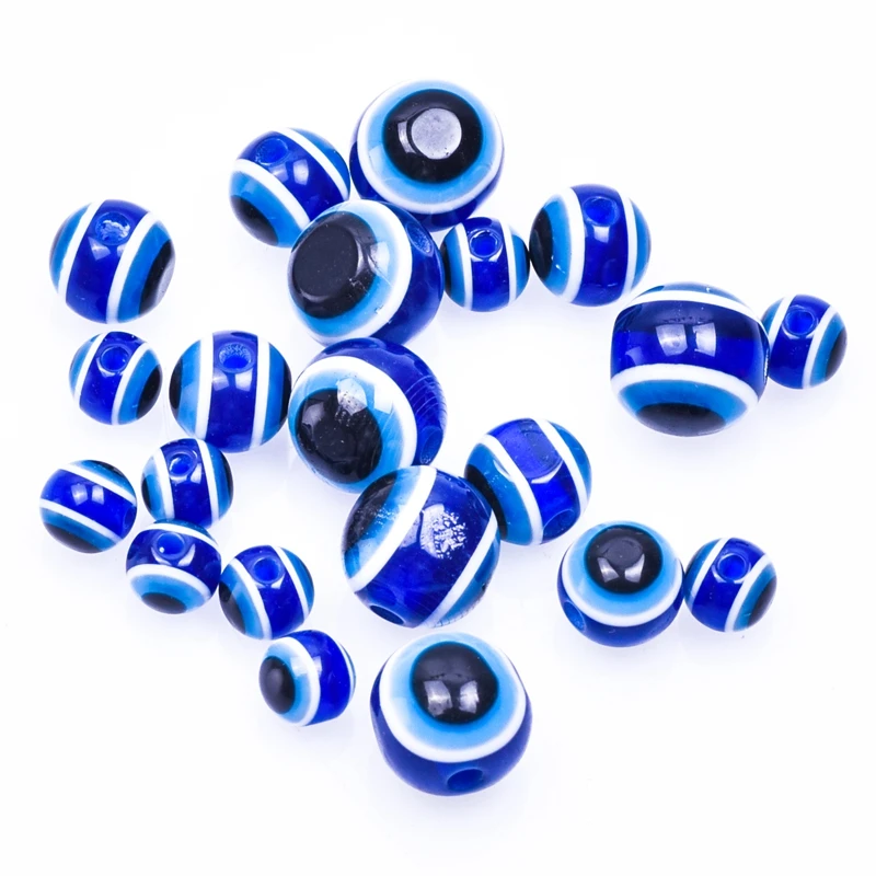

50pcs/Lot (6mm/8mm/10mm) Blue Devil Eye Bead Caps Resin Eyes Turkey For Men Women Jewelry Making DIY Handmade Accessories