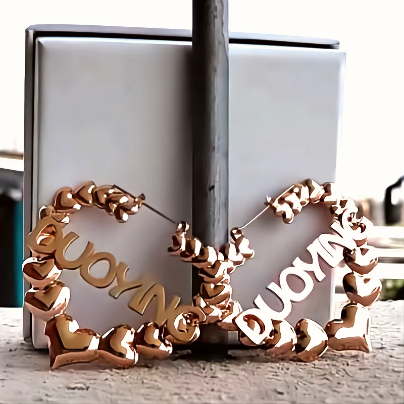 HHIYONG Custom Name Earrings Girls Love Aesthetic Daily Simple Jewelry for Women Pierced Earrings