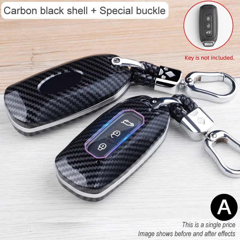 

Чехол для автомобильного ключа из АБС-пластика, с рисунком из углеродного волокна, защитная крышка для пульта дистанционного управления, чехол-брелок, держатель для автомобильного аксессуара Ford 140