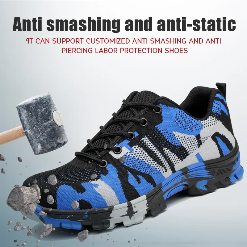 

Breathable Men Work Safety Shoes Anti-smashing Steel Toe Cap Working Boots Construction Indestructible Work Sneakers Men Shoes