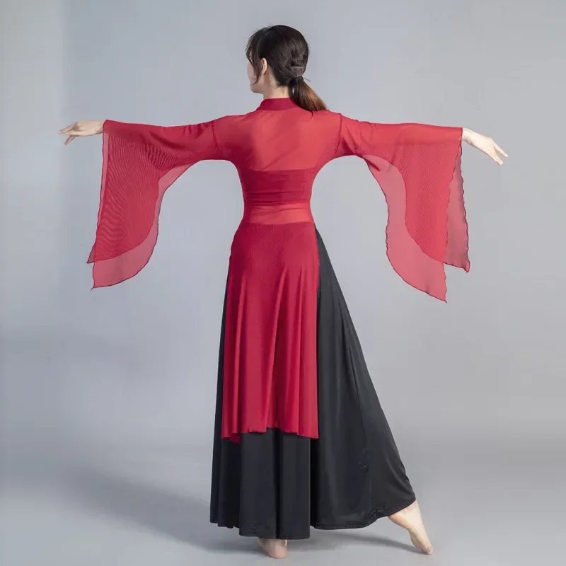 Chinese Wide Sleeve Classical Dance Body Rhyme Clothing For Women Traditional Dress Hanfu Blouse Pant