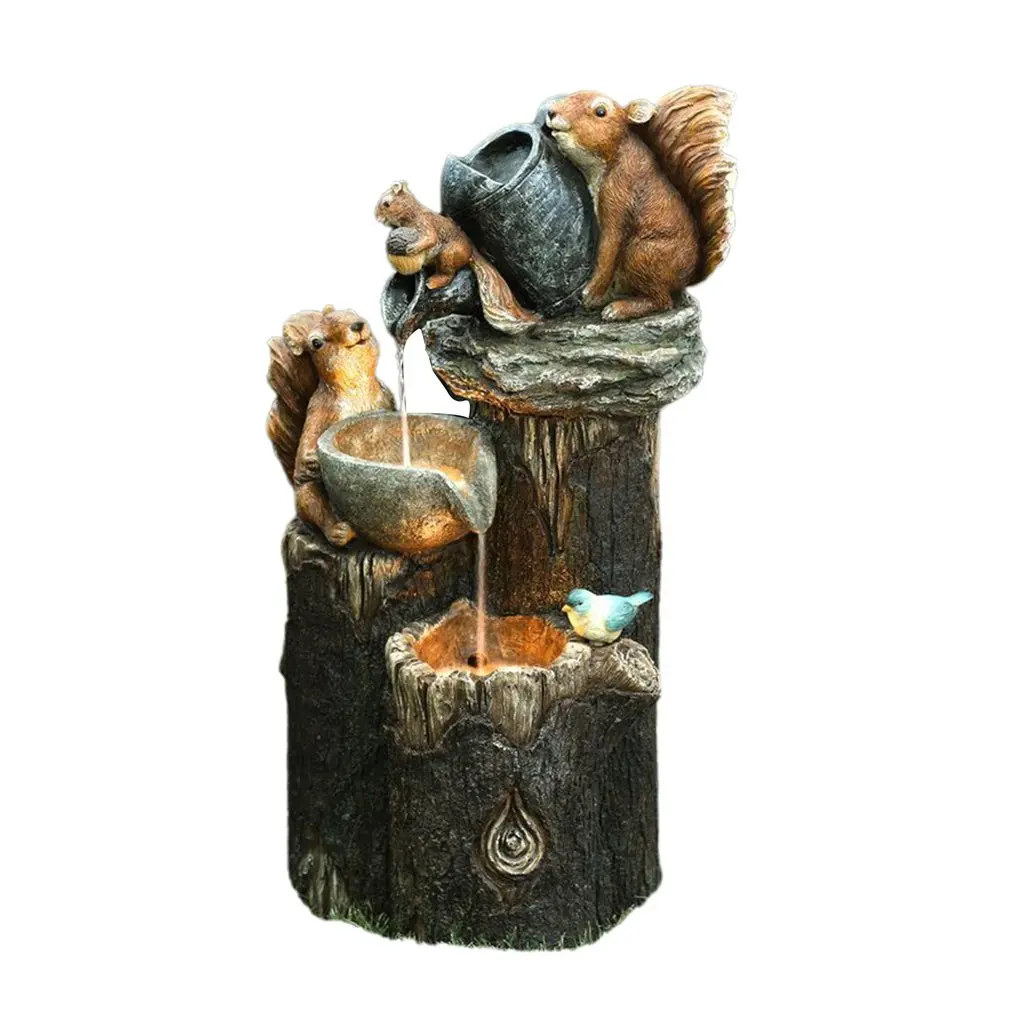 

Animal Garden Statue With Led Lights Garden Lights Water Fountain Statue Squirrel Statue Creative Resin Outdoor Sculpture