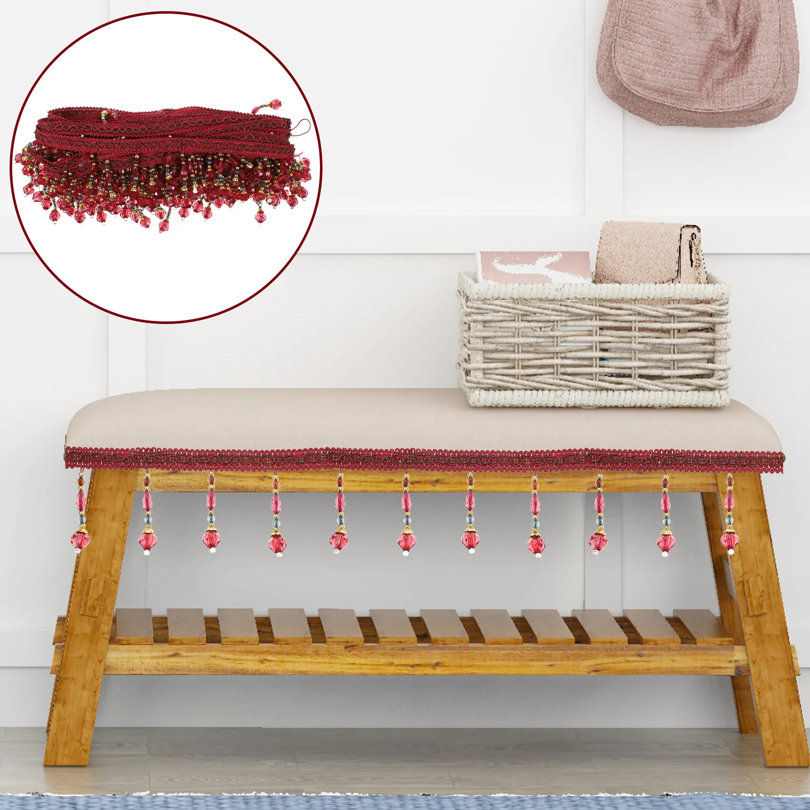 

Beaded Trim Beaded Fringe Decorative Curtain Material String Beads Window Decoration Tassels Curtain DIY Trim