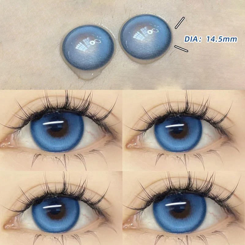 2pcs Yearly Color Contact Lenses for Eyes Myopia Blue Eye Contact Lenses Students Cosmetics Dioptric Beauty Pupil Fast Shipping