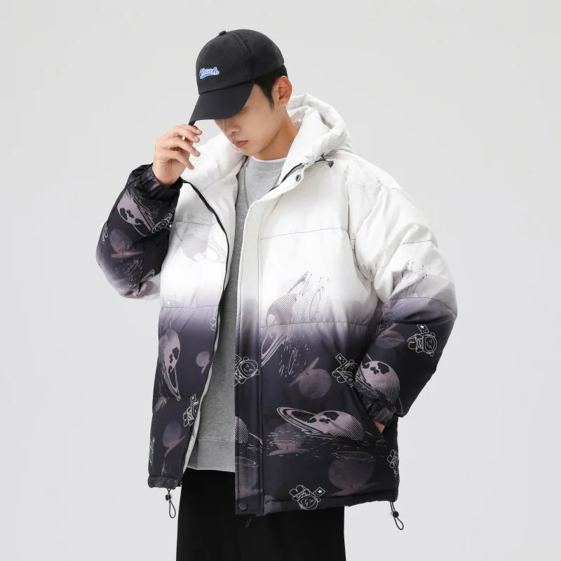 2022 Winter Men's New Down Jacket Trend Handsome Thick Warm White Eiderdown Blue Women's Short Hooded Coat men winter jacket