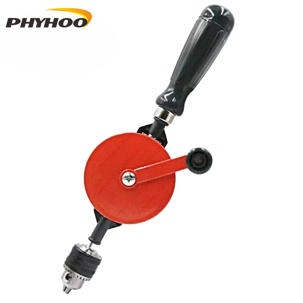 Фото Ручная дрель PHYHOO 1/4 дюйма с двойными шестернями, 3-кулачковым патроном и эргономичной ручкой для сверления древесины, пластика и печатных плат №1